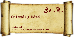 Csicsáky Máté névjegykártya